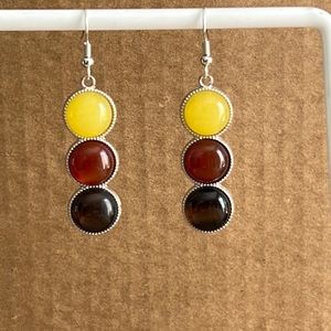 22148 Yellow, Orange Agate & Tiger Eye Earrings